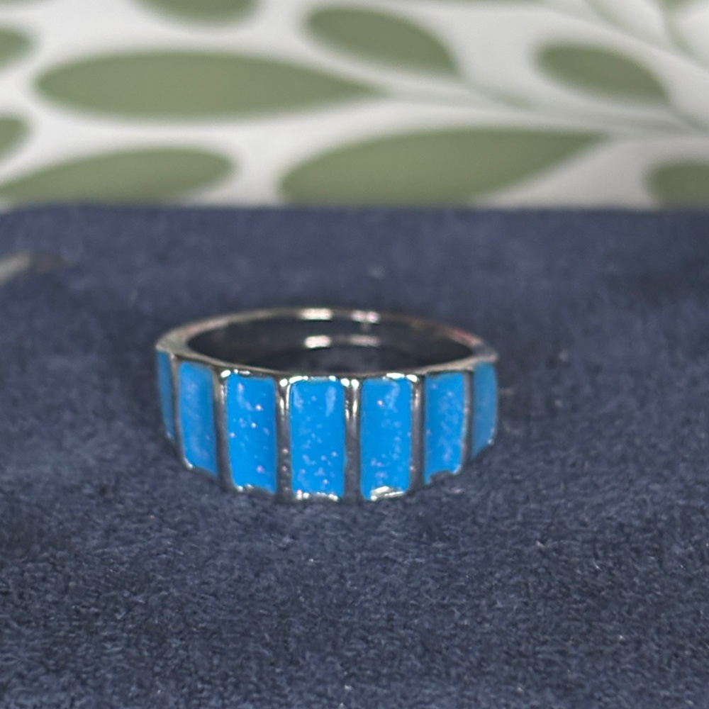 Sterling Silver Blue Stone Band Ring